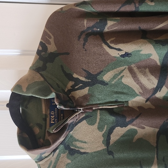 Polo Ralph Lauren Men Mockneck Quarter Zip Army Camo Sweater Pullover - Picture 2 of 4